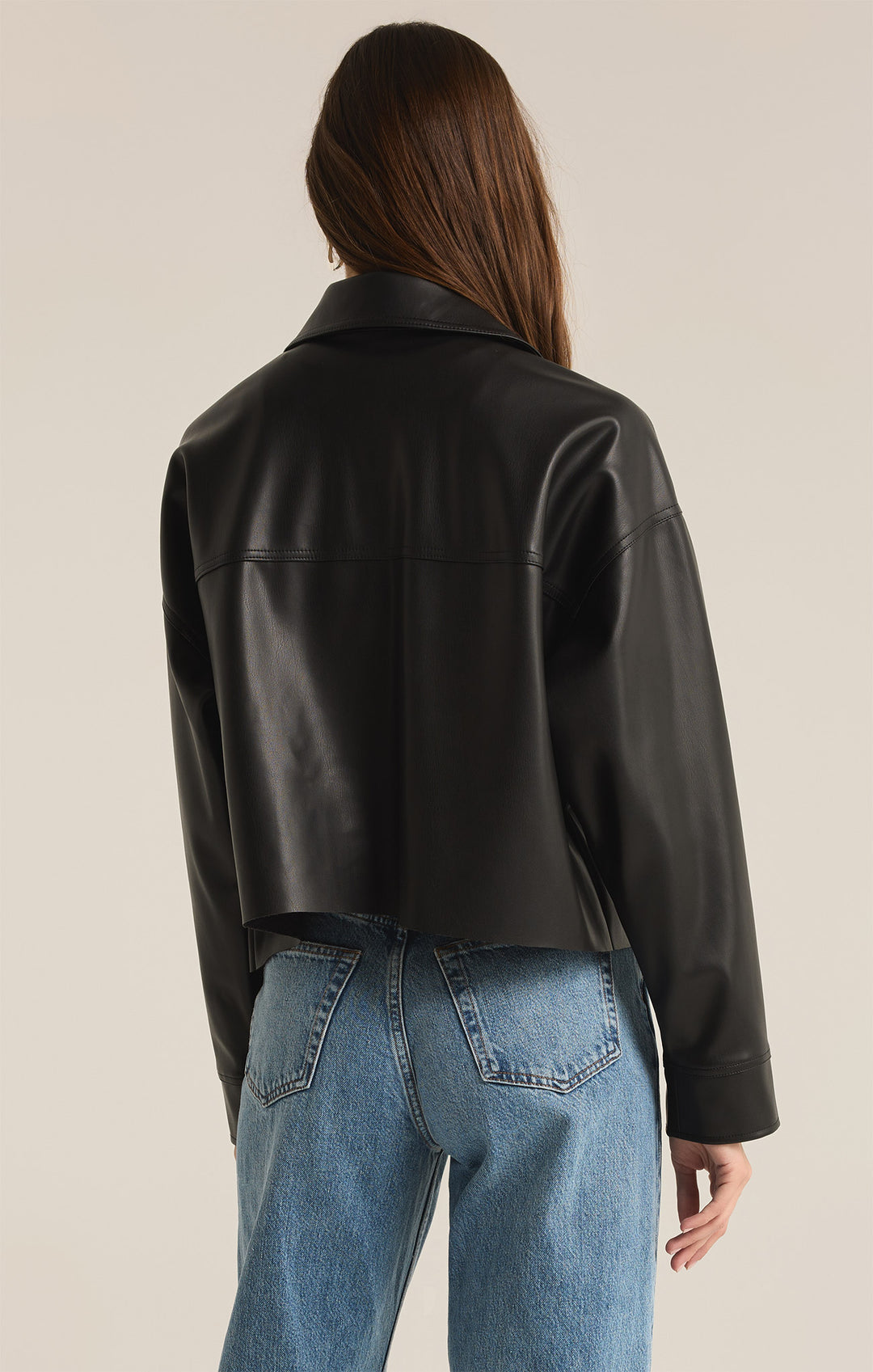 BIG SLEEVE FAUX LEATER ジャケット Oversized Faux Leather Sleeve Bomber Jacket | boohoo CA