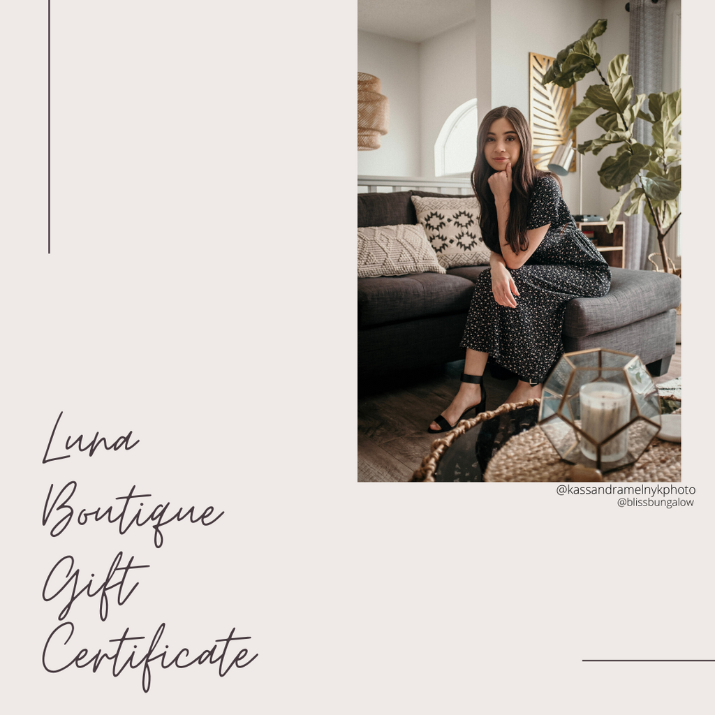 Gift Certificates Luna Boutique